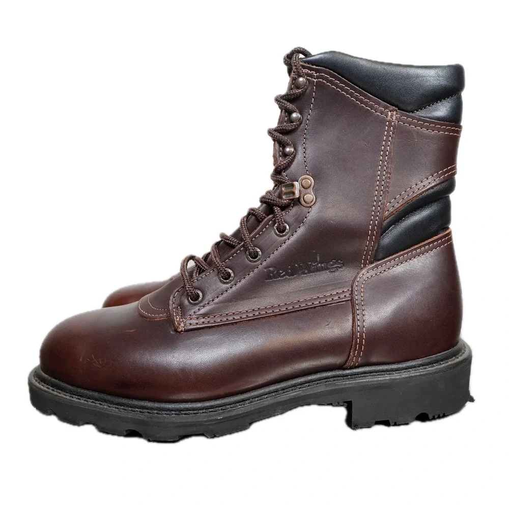 Red Wing 978 Work Boots Mens 9.5 D Brown Leather Vibram Made in USA New